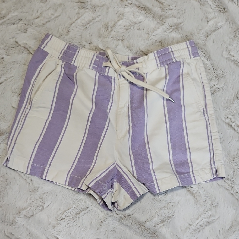 American Eagle Outfitters Purple and Cream Striped High Waist Shorts